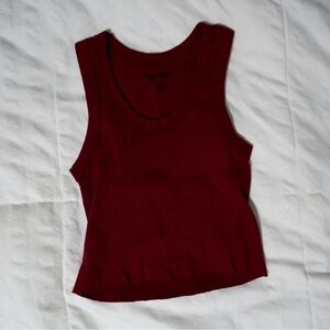 Brandy Melville Red Fitted Crop Tank Top